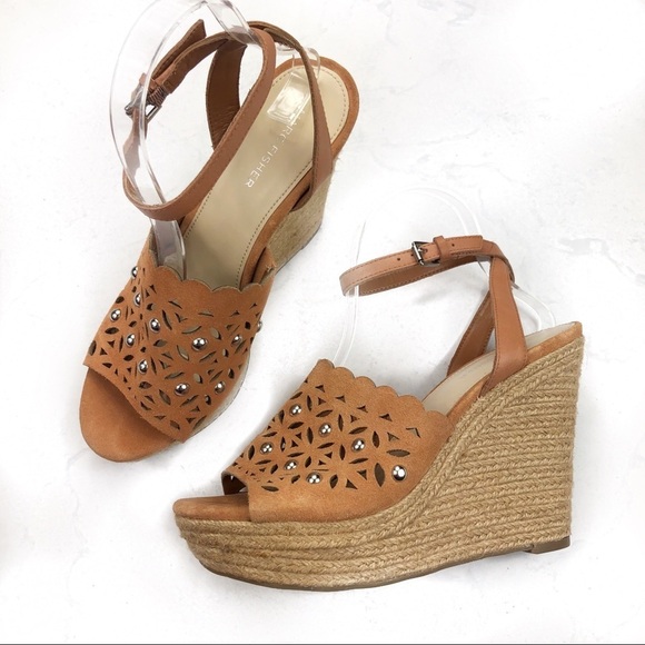 [Marc Fisher] Tan Stud Espadrille Wedges